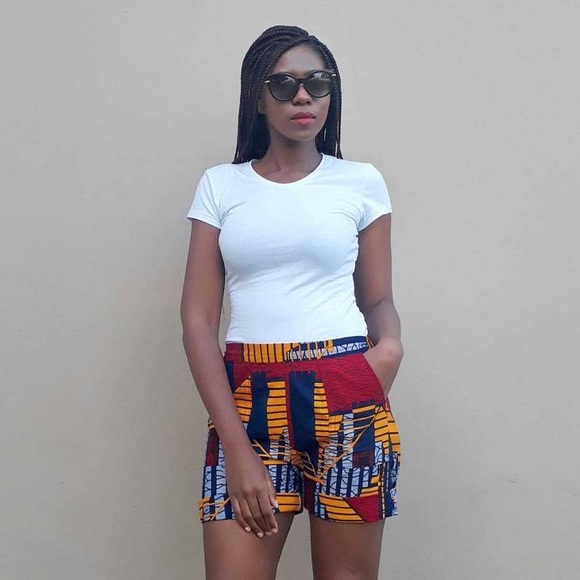 Beautiful Colorful African 2Pc Outfit Sleeveless Crop Top & Short W/ Pockets Set - Picture 8 of 12